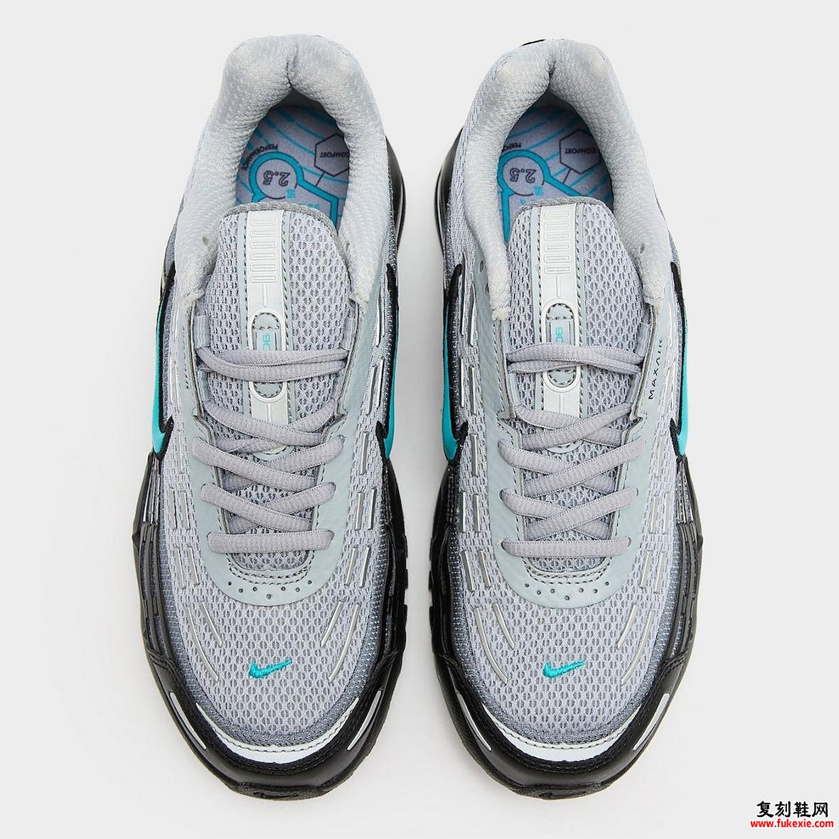 Nike Air Max TL 2.5 “Dusty Cactus” 自上而下，突出了系带系统和透气网眼。