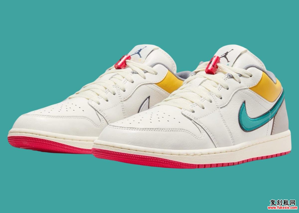 这款 Air Jordan 1 Low Premium 配有鞋带栓扣 货号：HV4511-133