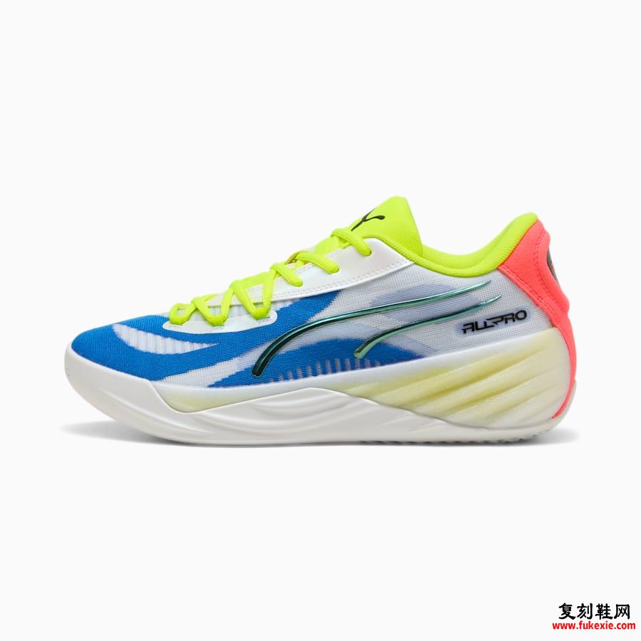 PUMA All-Pro Elite Color Tie 运动鞋的侧面轮廓。