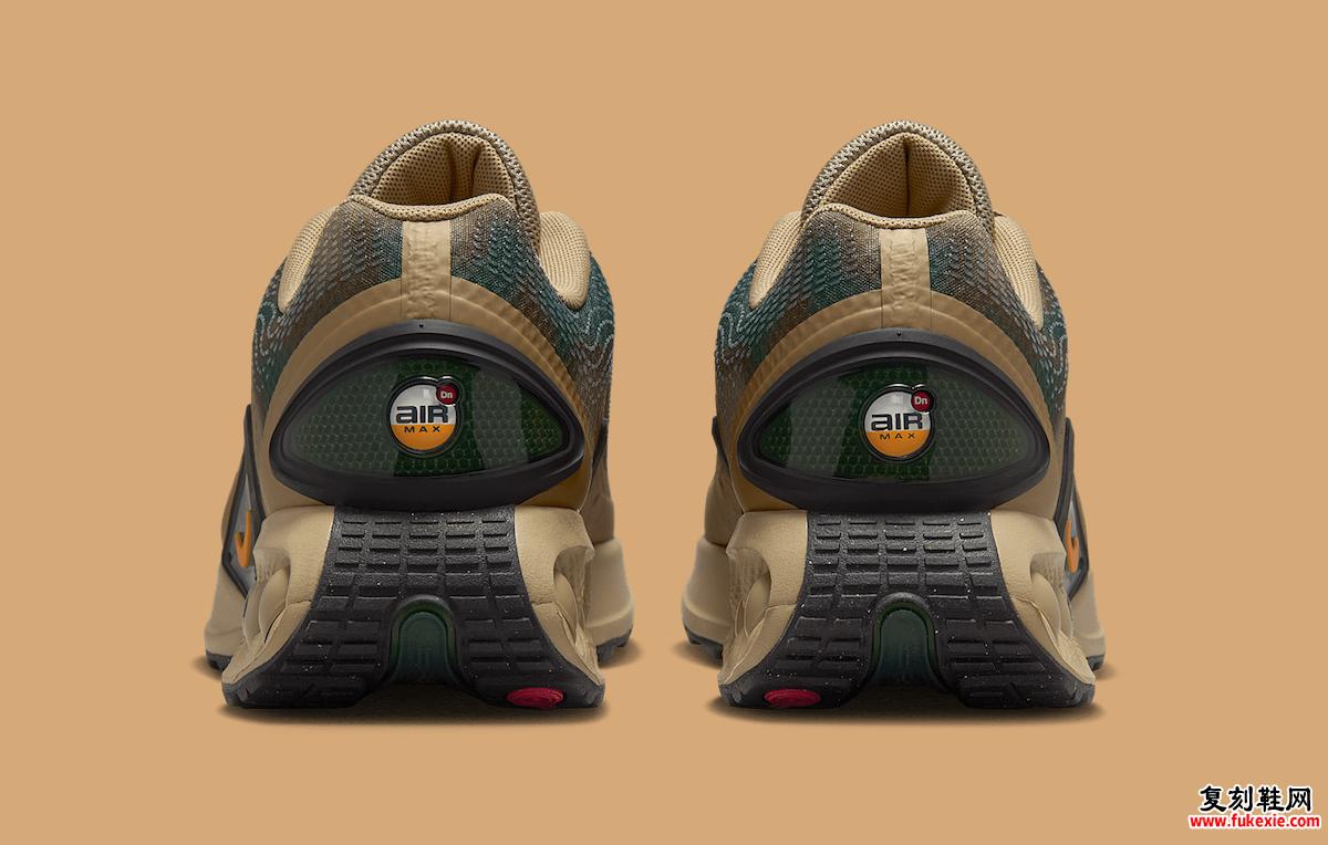 Nike Air Max Dn Camo 背面凸显 Air Max 气泡和橡胶外底细节