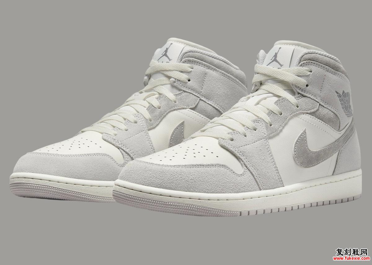 Air Jordan 1 Mid “中性灰绒面革” 现已上市 （2024 年 8 月）货号：FQ7720-002