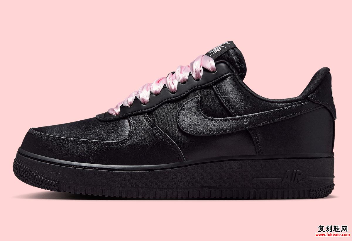 Nike AF1 Black Satin 侧视图