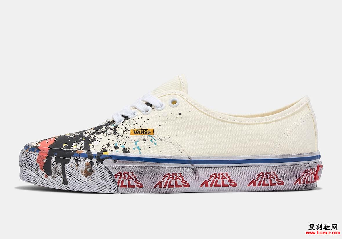 Gallery Dept. x Vans Authentic Reissue 44 侧视图，采用泼漆设计