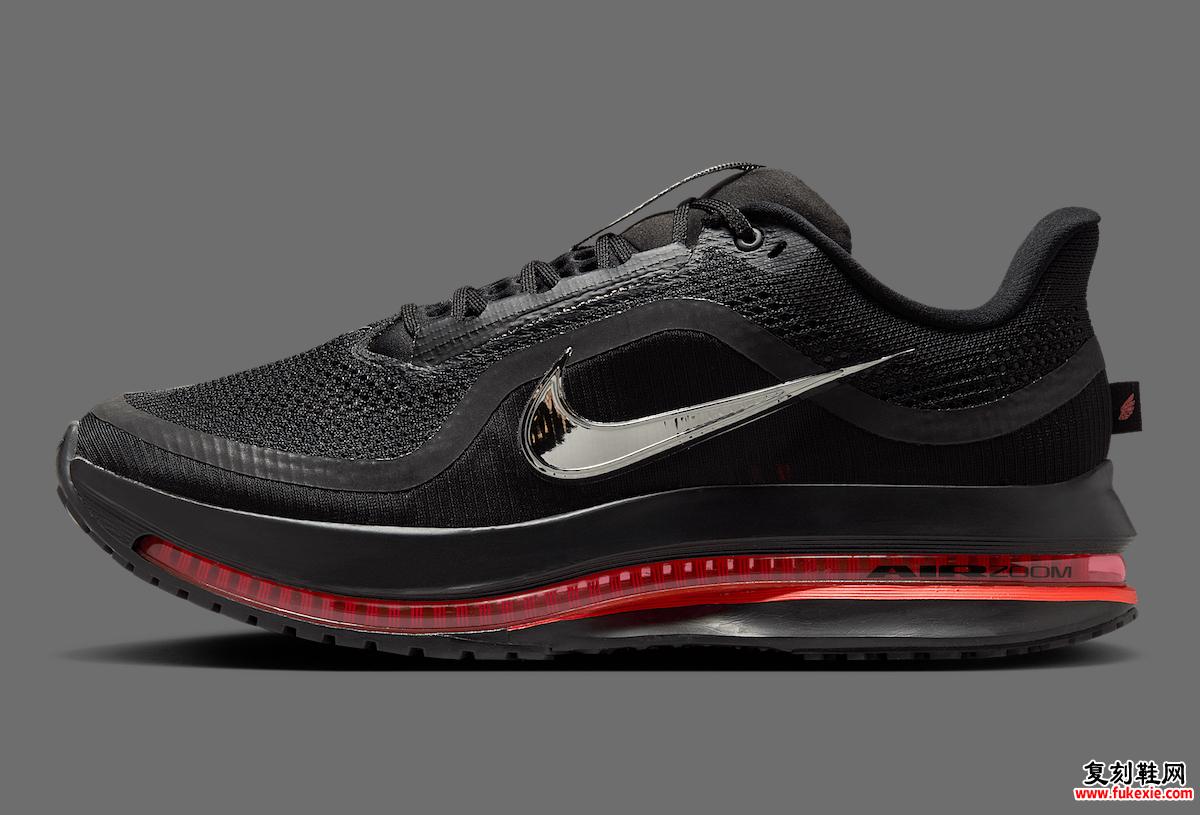 Nike Pegasus Premium Black Bright Crimson 侧面轮廓突出轻质网眼和响应式缓震