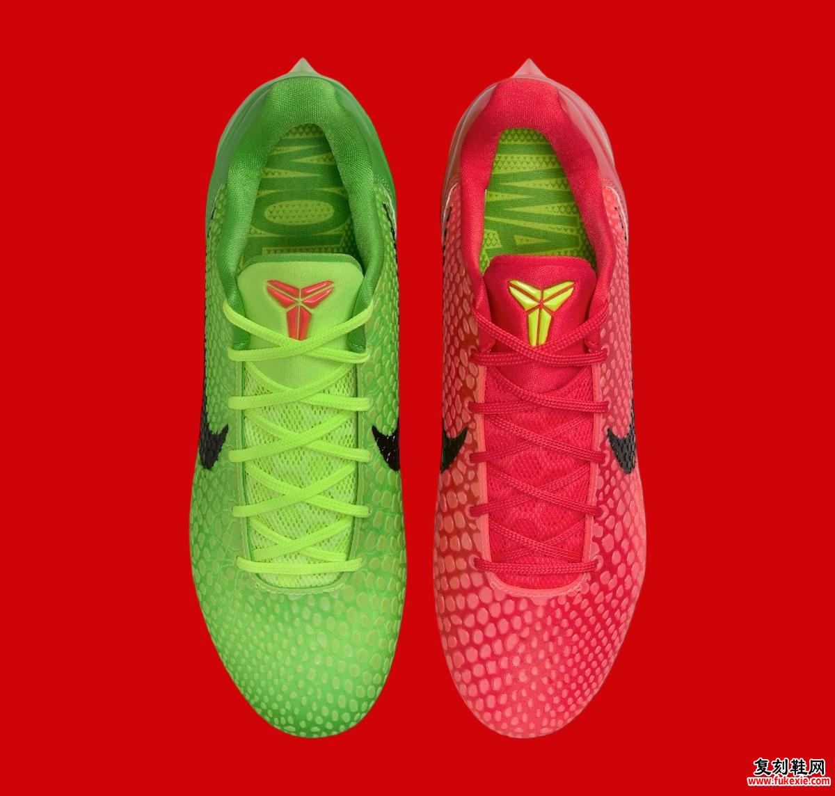 Nike Kobe 6 Vapor Edge SE “Grinch Mismatch” 防滑钉圣诞节发布 货号：HQ1644-300