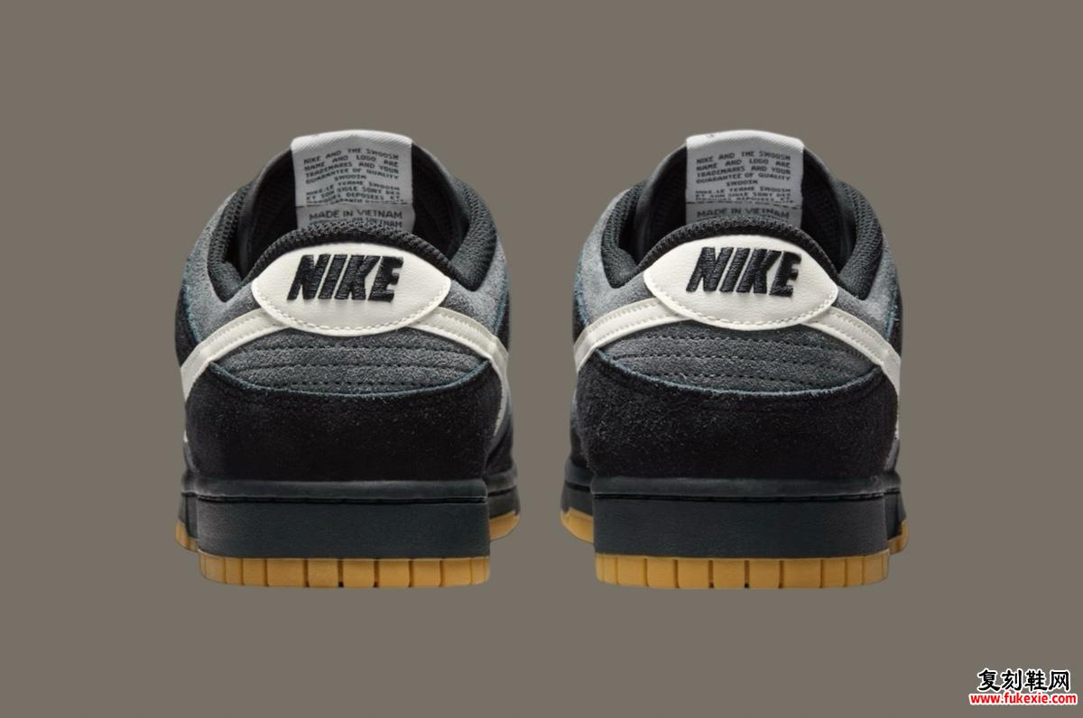 黑色、灰色和口香糖色的 Nike Dunk Low 表面 货号：HQ1931-001