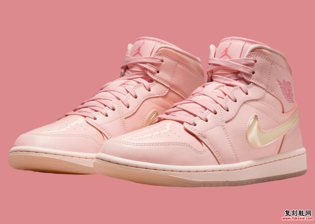 AIR JORDAN 1 MID “PINK PATENT” 为情人节做好准备 货号：HF3173-600